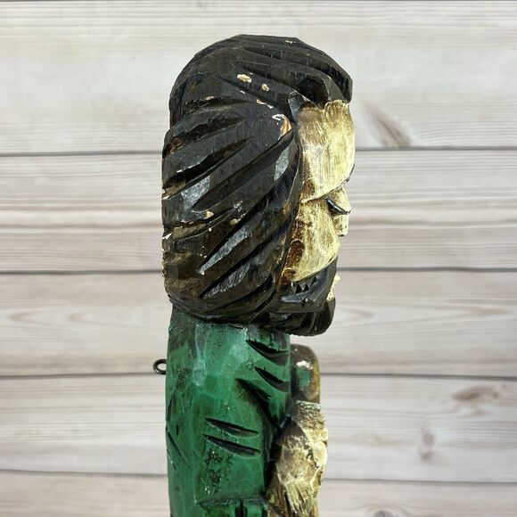 VTG St Peter w/Key Wooden Sculpture SANTOS 19” Hand Carved & Painted Holy Figure - Picture 11 of 16